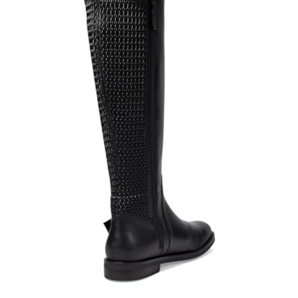 Cole Haan Clover Black Leather Stretch Tall Riding Boots Gold Buckle Sz 8B NWT - Picture 6 of 6